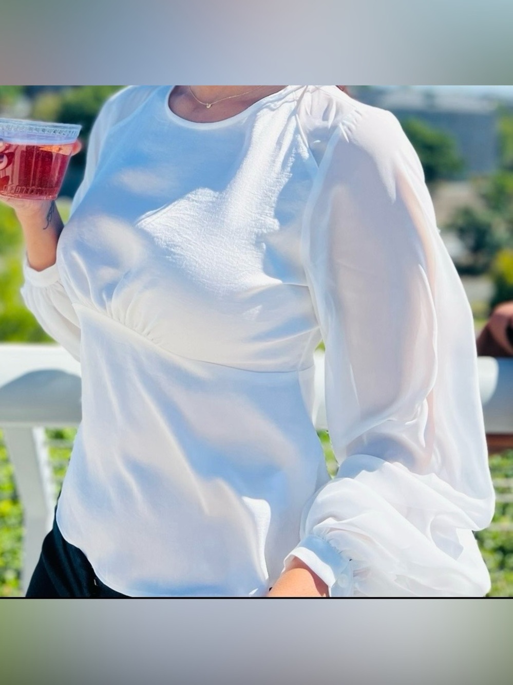 Express Sheer White Blouse - Picture 7 of 10